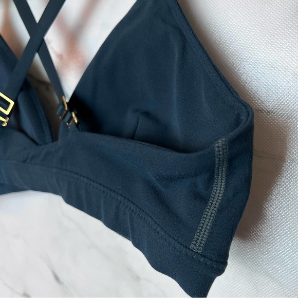 Athleta Inhale Low Impact Lined Yoga Sports Bra Navy Abyss Solid XS - Picture 8 of 13
